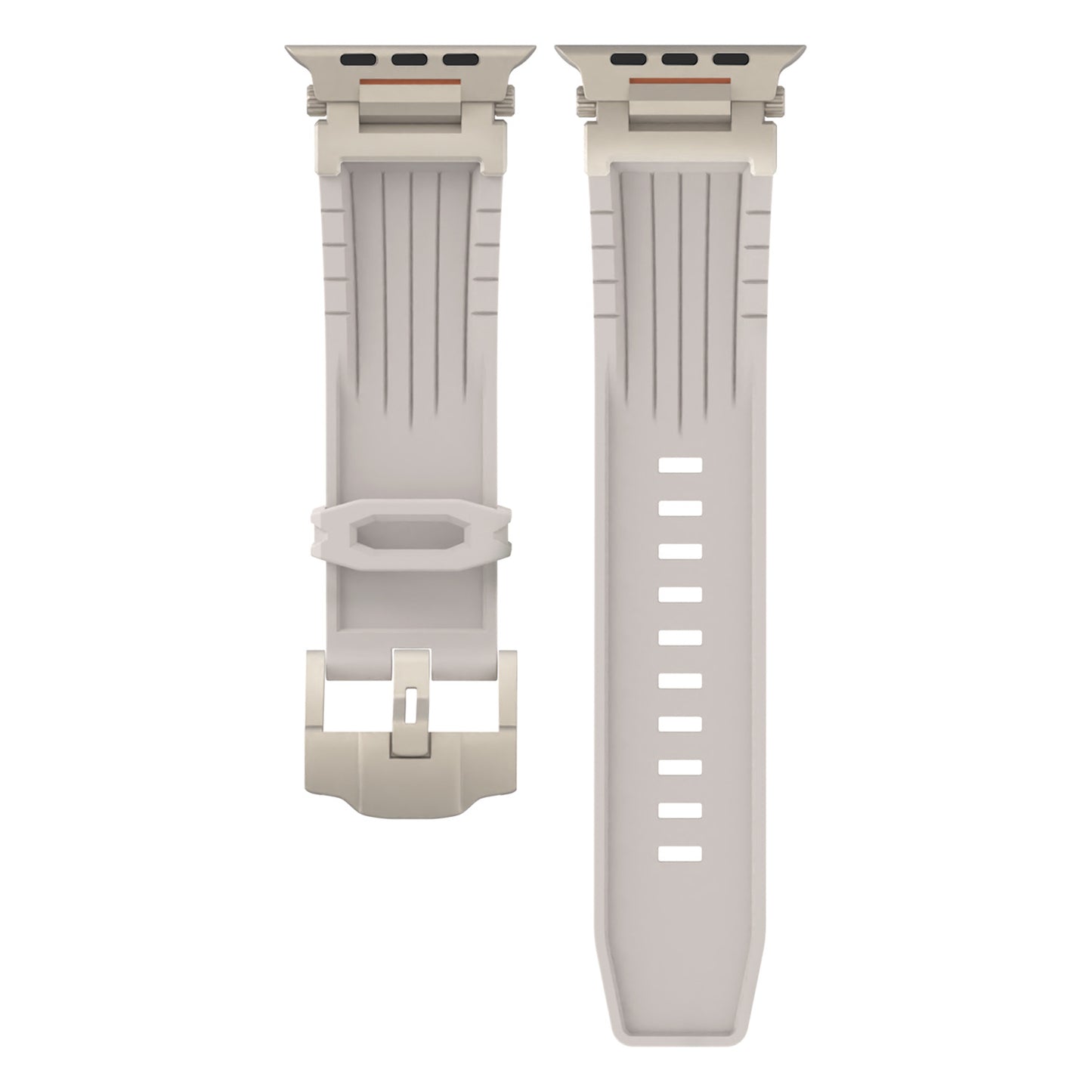 Beige Rugged Tactical Silicone Strap for Apple Watch Ultra & Series - Heavy-Duty Metal Clasp V888-ELOSUNG32281