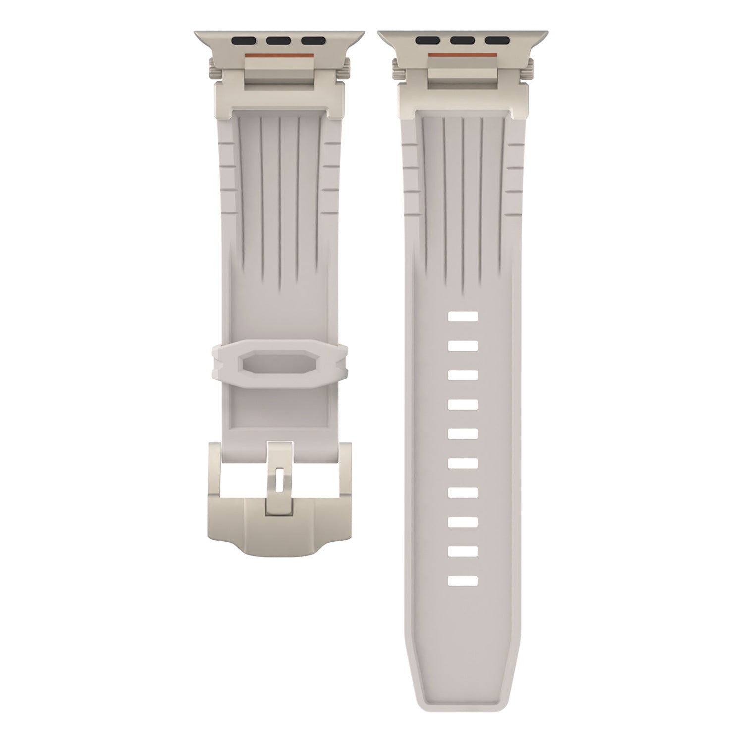 Beige Rugged Tactical Silicone Strap for Apple Watch Ultra & Series - Heavy-Duty Metal Clasp V888-ELOSUNG32281