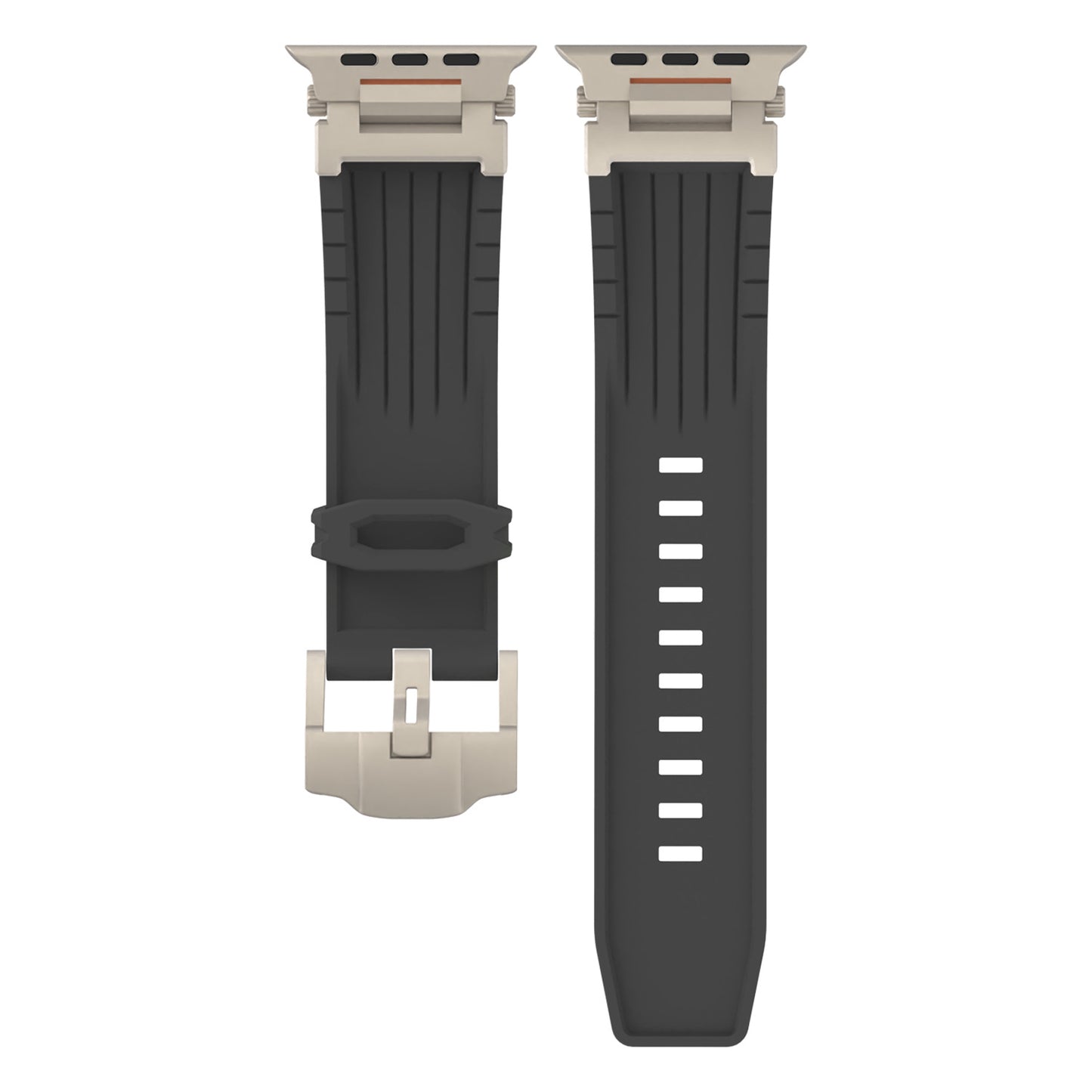 Beige Rugged Tactical Silicone Strap for Apple Watch Ultra & Series - Heavy-Duty Metal Clasp V888-ELOSUNG32281