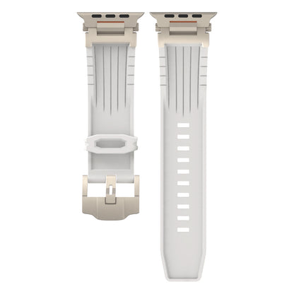 White Rugged Tactical Silicone Strap for Apple Watch Ultra & Series - Heavy-Duty Metal Clasp V888-ELOSUNG32282