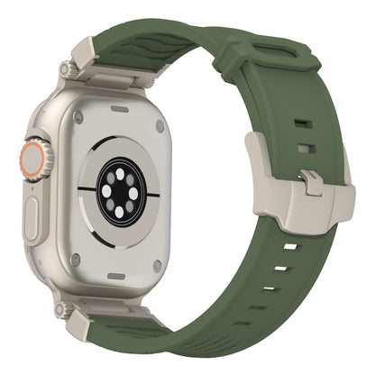 White Rugged Tactical Silicone Strap for Apple Watch Ultra & Series - Heavy-Duty Metal Clasp V888-ELOSUNG32282