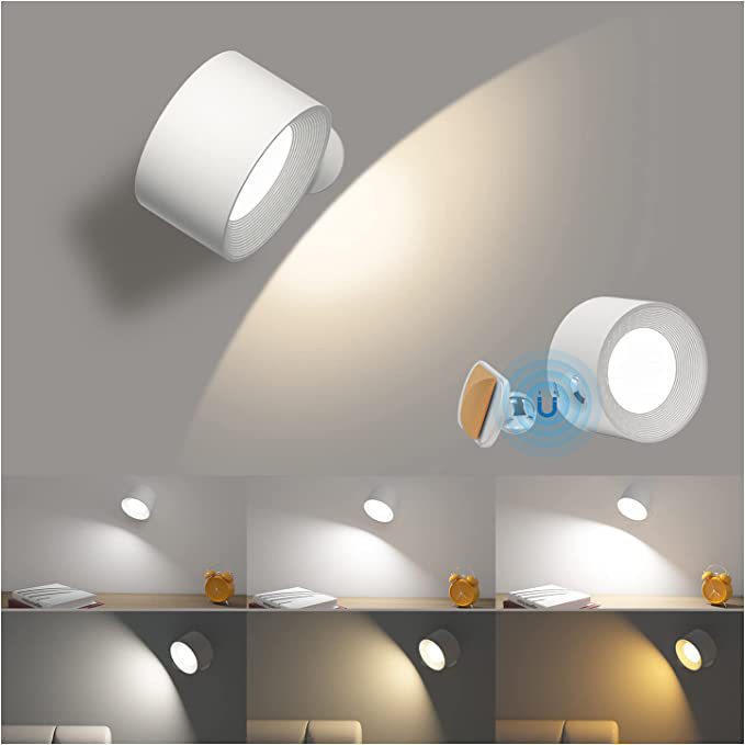White Rechargeable LED Magnetic Wall Light - Touch Control, 3 Colors & Dimmable, USB Portable Night Lamp for V888-ELOSUNG32287