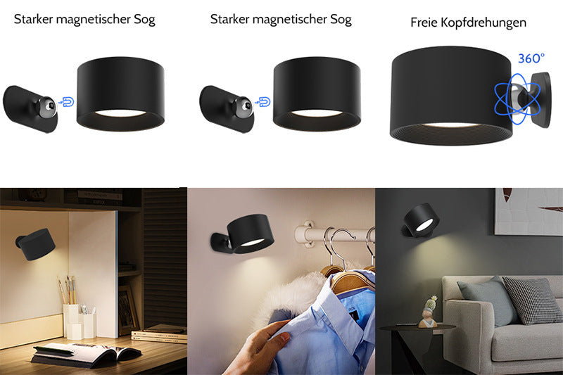 White Rechargeable LED Magnetic Wall Light - Touch Control, 3 Colors & Dimmable, USB Portable Night Lamp for V888-ELOSUNG32287