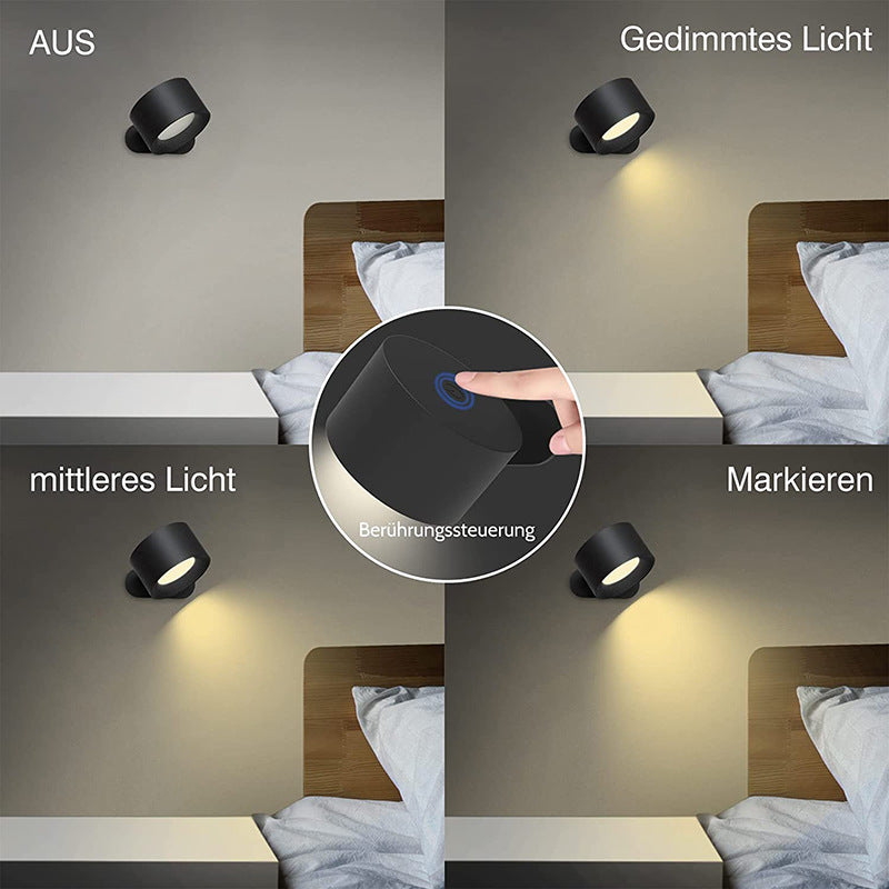 Khaki Wood Grain Rechargeable LED Magnetic Wall Light - Touch Control, 3 Colors & Dimmable, USB Portable V888-ELOSUNG32288