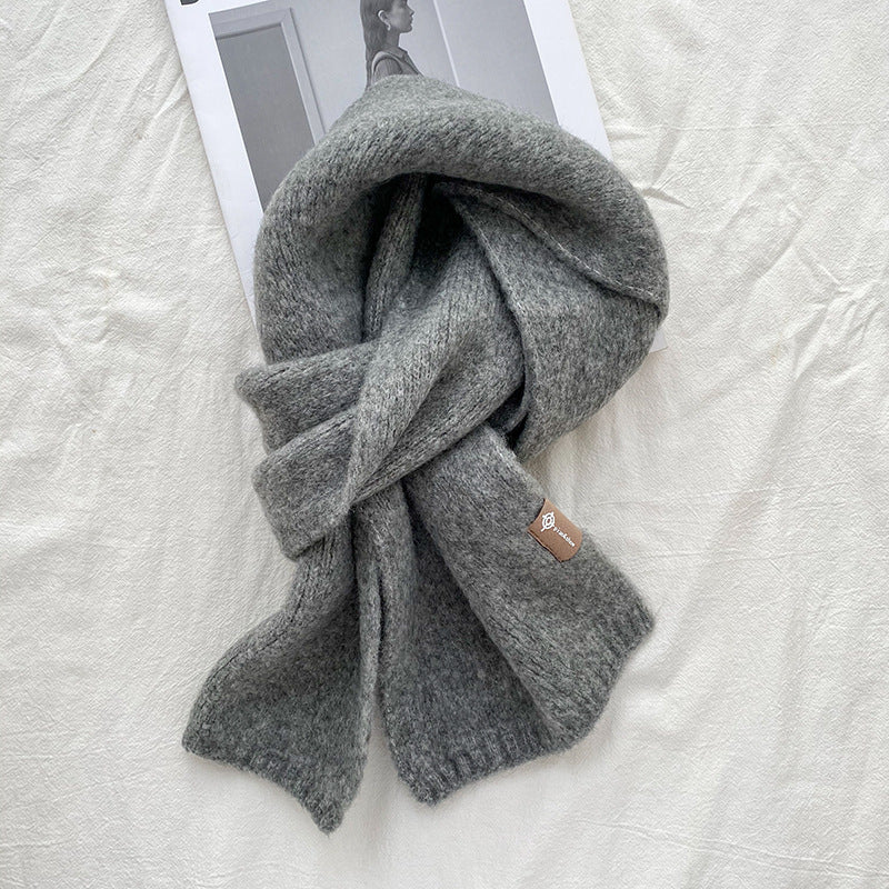 Grey Luxuriously Soft Wool Blend Knit Scarf - Cozy Warm Solid Colour Unisex Winter Essential V888-ELOSUNG32294