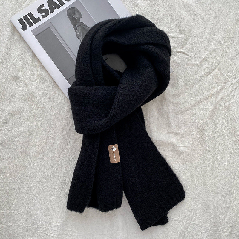 Black Luxuriously Soft Wool Blend Knit Scarf - Cozy Warm Solid Colour Unisex Winter Essential V888-ELOSUNG32295