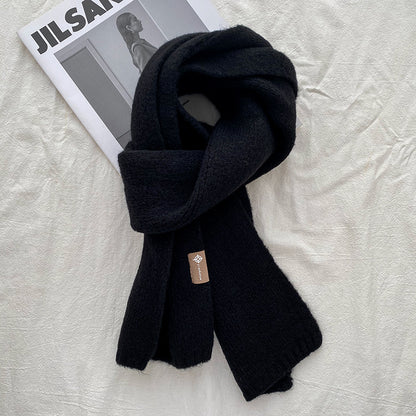 Black Luxuriously Soft Wool Blend Knit Scarf - Cozy Warm Solid Colour Unisex Winter Essential V888-ELOSUNG32295