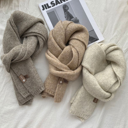 Black Luxuriously Soft Wool Blend Knit Scarf - Cozy Warm Solid Colour Unisex Winter Essential V888-ELOSUNG32295