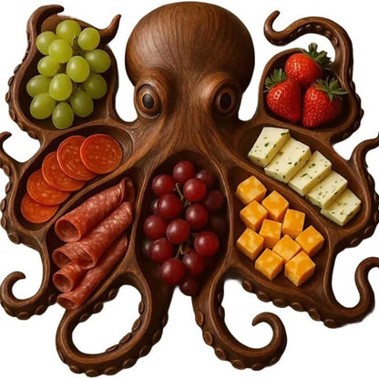 Style A Brown Artisan Crafted Solid Wood Octopus Charcuterie Board - Unique Appetizer & Cheese Serving Platter V888-ELOSUNG32307