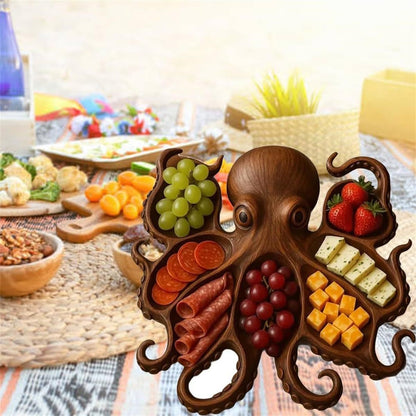 Style A Brown Artisan Crafted Solid Wood Octopus Charcuterie Board - Unique Appetizer & Cheese Serving Platter V888-ELOSUNG32307