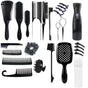 Black Ultimate 27-Piece Hair Styling & Care Kit - Detangling Brushes, Combs, Scalp Massager & Salon V888-ELOSUNG32310