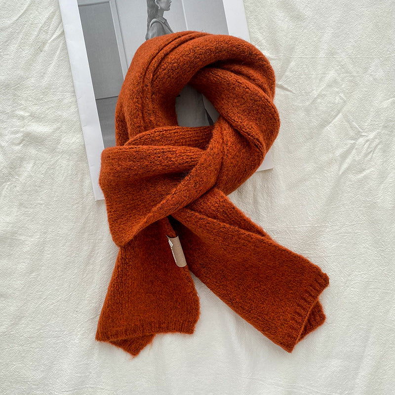 Orange Luxuriously Soft Wool Blend Knit Scarf - Cozy Warm Solid Colour Unisex Winter Essential V888-ELOSUNG32313