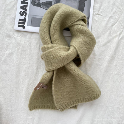 Light Green Luxuriously Soft Wool Blend Knit Scarf - Cozy Warm Solid Colour Unisex Winter Essential V888-ELOSUNG32315
