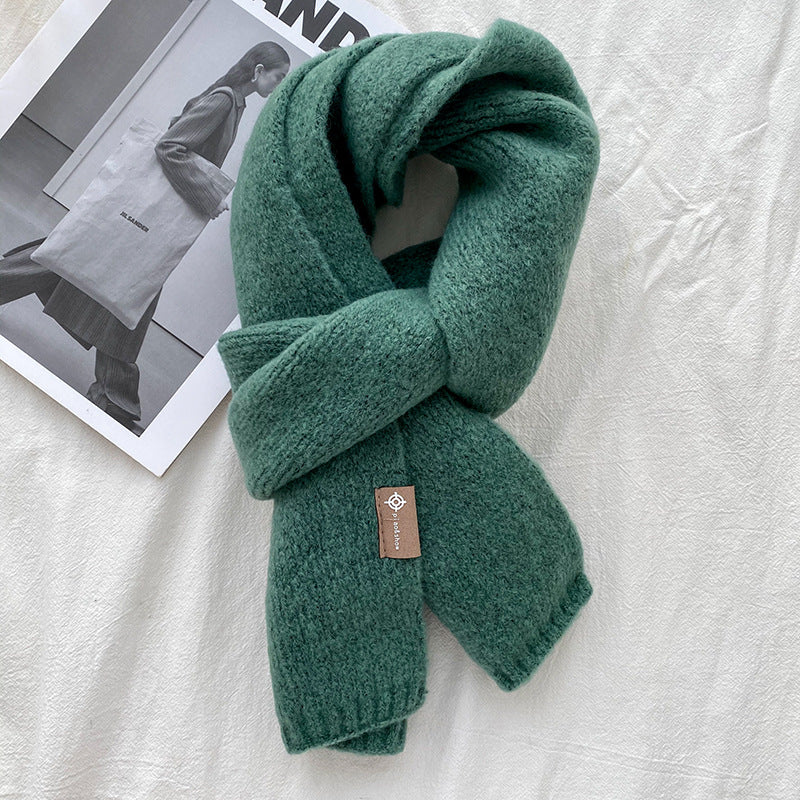 Dark Green Luxuriously Soft Wool Blend Knit Scarf - Cozy Warm Solid Colour Unisex Winter Essential V888-ELOSUNG32316