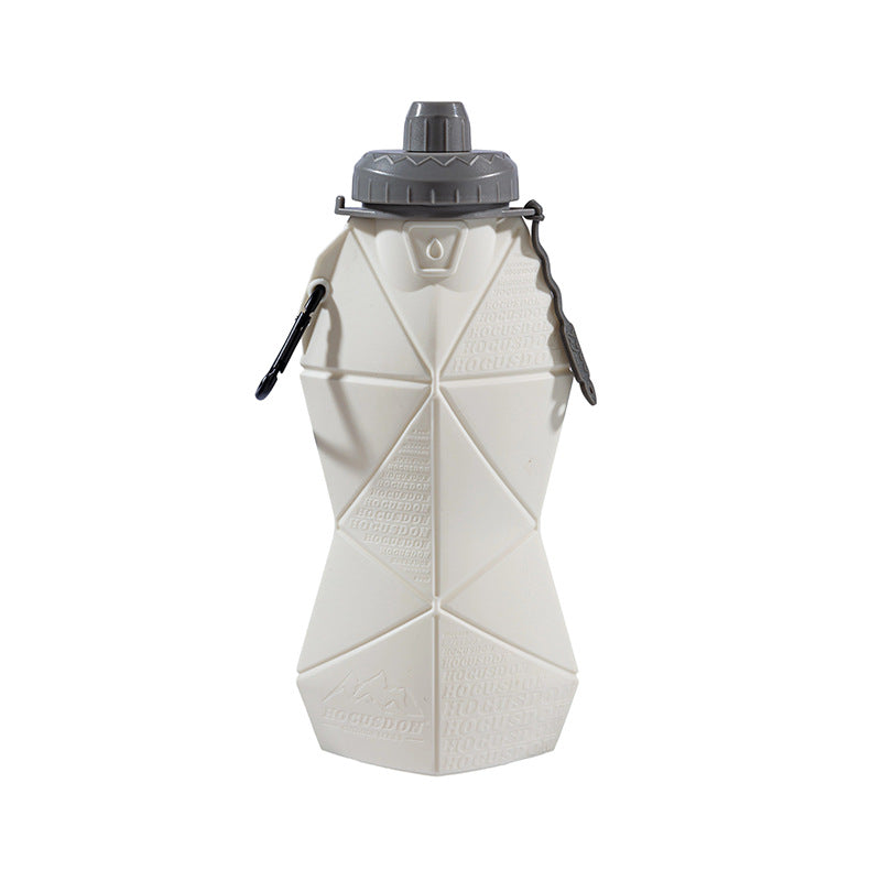 White and Grey Cup Lid Ultimate Foldable Silicone Water Bottle - Lightweight Leakproof Travel & Sports V888-ELOSUNG32318