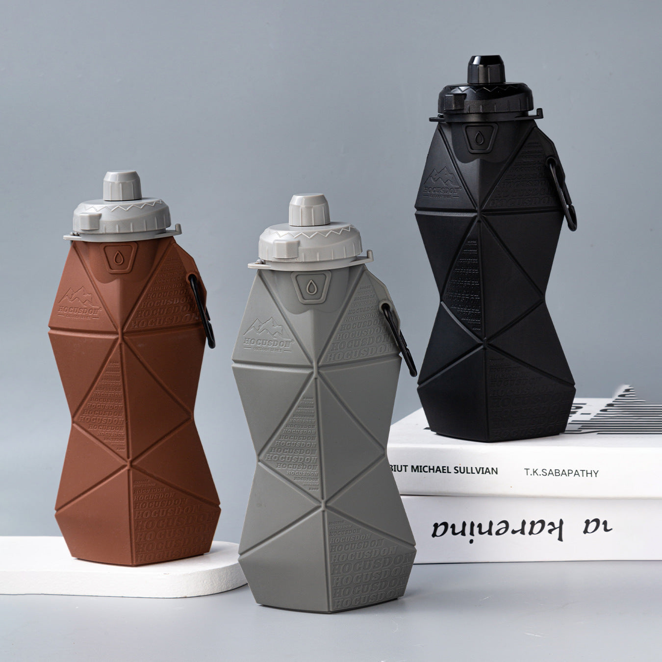 White and Grey Cup Lid Ultimate Foldable Silicone Water Bottle - Lightweight Leakproof Travel & Sports V888-ELOSUNG32318