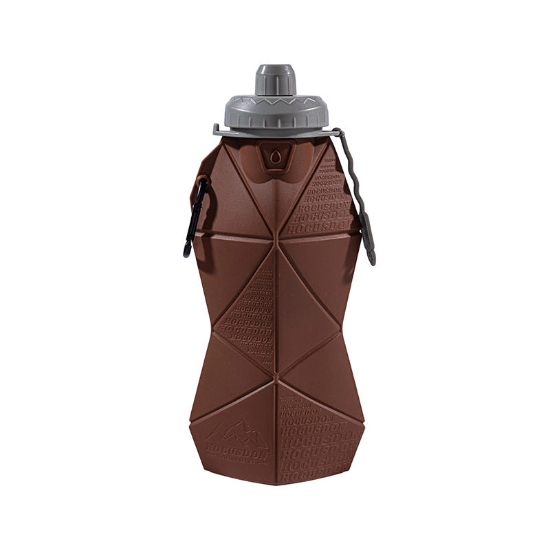 Brown and Grey Cup Lid Ultimate Foldable Silicone Water Bottle - Lightweight Leakproof Travel & Sports V888-ELOSUNG32321