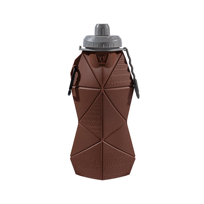 Brown and Grey Cup Lid Ultimate Foldable Silicone Water Bottle - Lightweight Leakproof Travel & Sports V888-ELOSUNG32321
