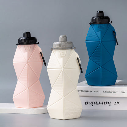 Brown and Grey Cup Lid Ultimate Foldable Silicone Water Bottle - Lightweight Leakproof Travel & Sports V888-ELOSUNG32321