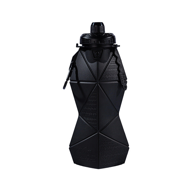 Black and Black Cup Lid Ultimate Foldable Silicone Water Bottle - Lightweight Leakproof Travel & Sports V888-ELOSUNG32322