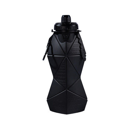 Black and Black Cup Lid Ultimate Foldable Silicone Water Bottle - Lightweight Leakproof Travel & Sports V888-ELOSUNG32322