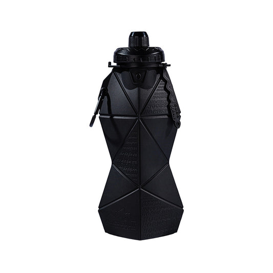 Black and Black Cup Lid Ultimate Foldable Silicone Water Bottle - Lightweight Leakproof Travel & Sports V888-ELOSUNG32322