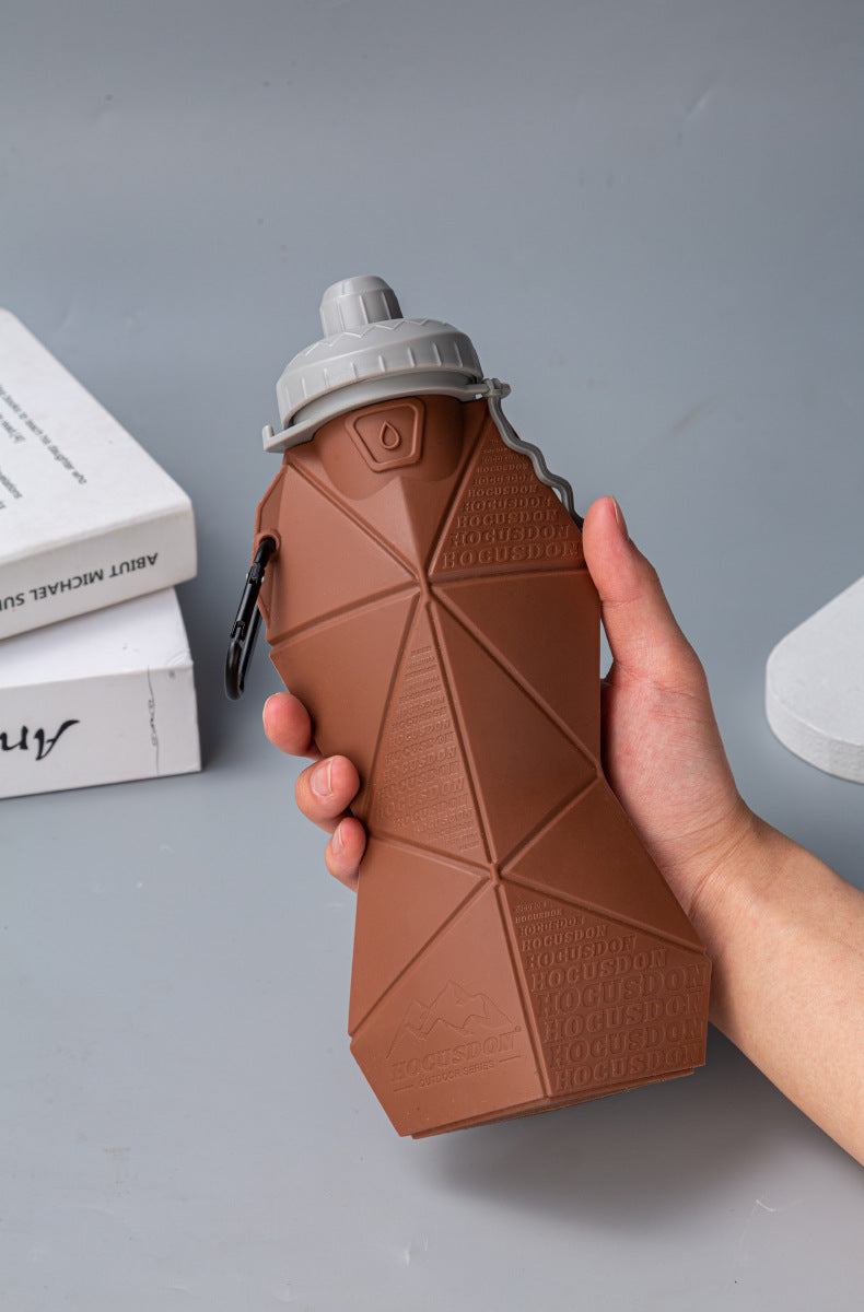 Black and Black Cup Lid Ultimate Foldable Silicone Water Bottle - Lightweight Leakproof Travel & Sports V888-ELOSUNG32322