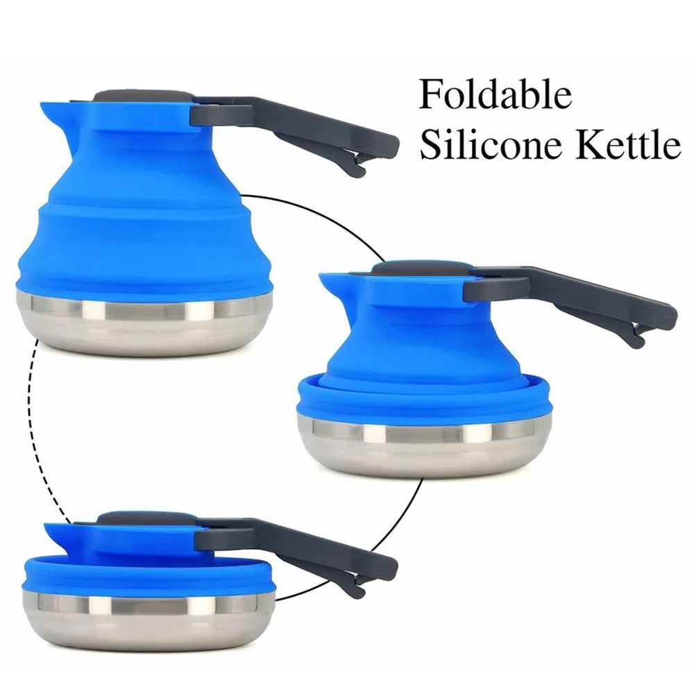 Light Green 1.5L Collapsible Silicone Camping Kettle - Portable Foldable Travel Water Boiler, Stainless Steel V888-ELOSUNG32325