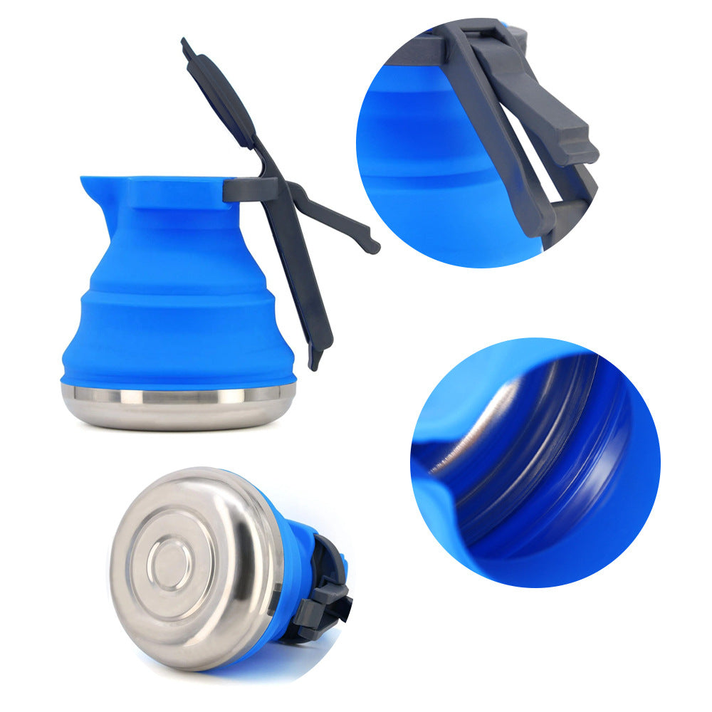 Light Green 1.5L Collapsible Silicone Camping Kettle - Portable Foldable Travel Water Boiler, Stainless Steel V888-ELOSUNG32325