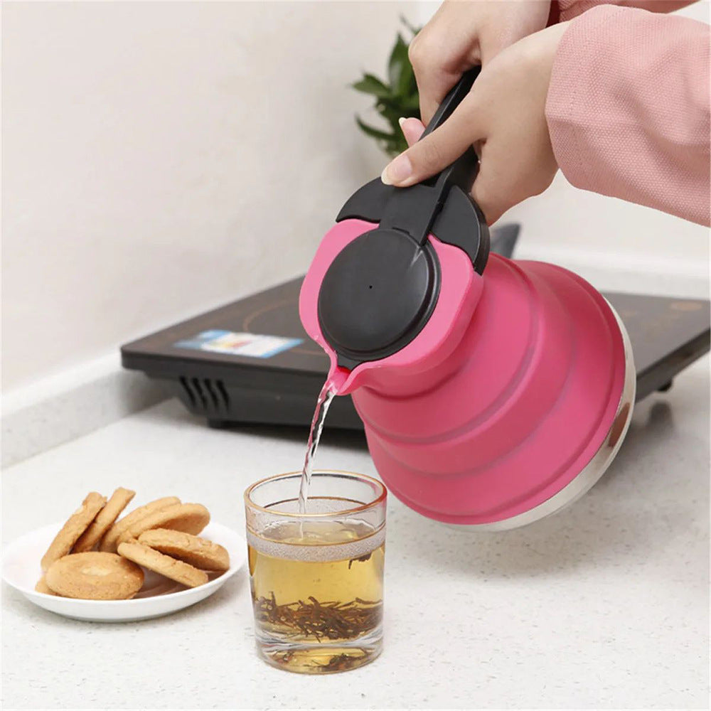 Light Green 1.5L Collapsible Silicone Camping Kettle - Portable Foldable Travel Water Boiler, Stainless Steel V888-ELOSUNG32325