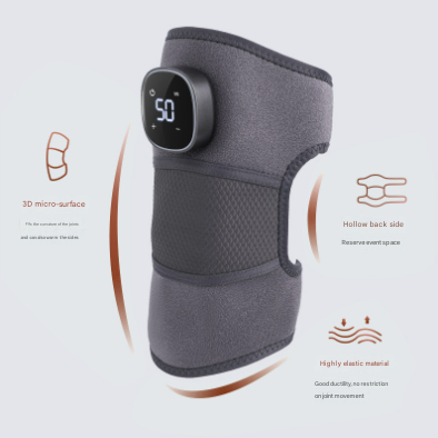 Grey Wireless Heated Knee Massager Brace - Rechargeable Vibration & Heat Therapy for Joint Pain Relief & V888-ELOSUNG32326