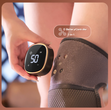 Grey Wireless Heated Knee Massager Brace - Rechargeable Vibration & Heat Therapy for Joint Pain Relief & V888-ELOSUNG32326