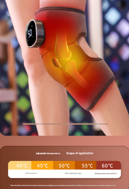 Grey Wireless Heated Knee Massager Brace - Rechargeable Vibration & Heat Therapy for Joint Pain Relief & V888-ELOSUNG32326