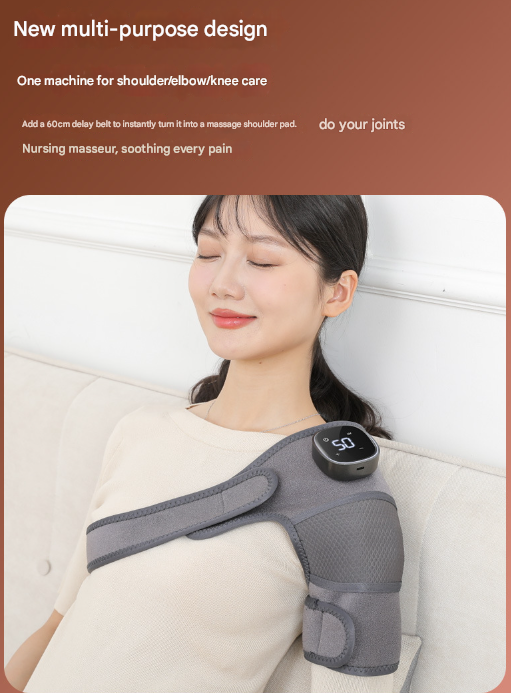 Grey Wireless Heated Knee Massager Brace - Rechargeable Vibration & Heat Therapy for Joint Pain Relief & V888-ELOSUNG32326