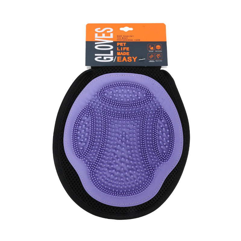 Purple 3-Pack Gentle Pet Grooming Glove - Deshedding, Bathing & Massage Mitt for Dogs & Cats, Breathable & V888-ELOSUNG32327