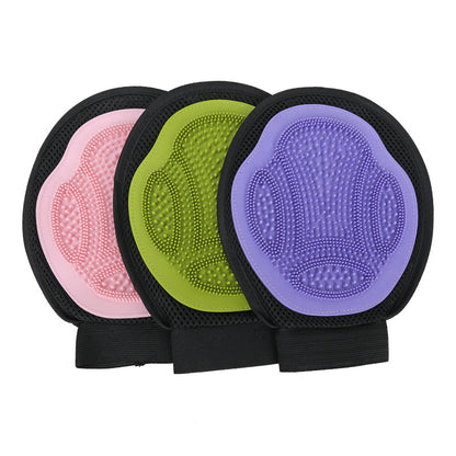 Purple 3-Pack Gentle Pet Grooming Glove - Deshedding, Bathing & Massage Mitt for Dogs & Cats, Breathable & V888-ELOSUNG32327