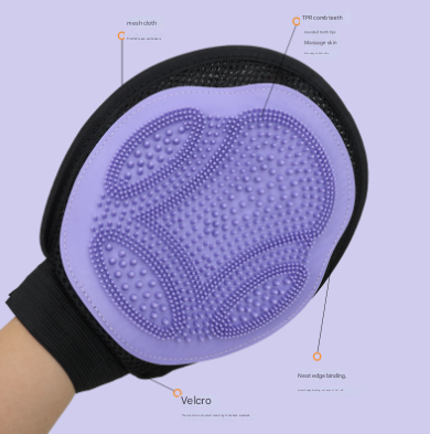 Purple 3-Pack Gentle Pet Grooming Glove - Deshedding, Bathing & Massage Mitt for Dogs & Cats, Breathable & V888-ELOSUNG32327