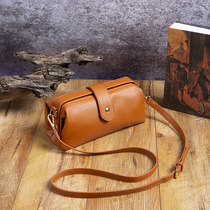 Brown Chic Vintage Inspired PU Leather Crossbody Bag - Small Frame Doctor Style Purse with Adjustable Strap V888-ELOSUNG32331