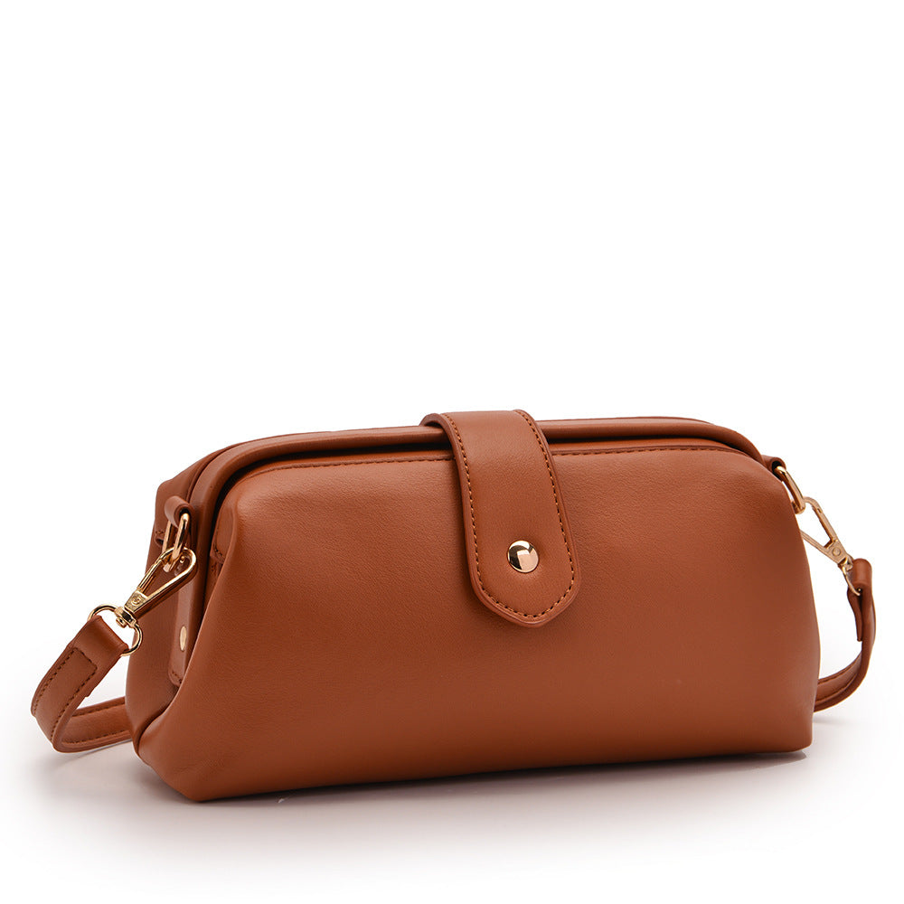 Brown Chic Vintage Inspired PU Leather Crossbody Bag - Small Frame Doctor Style Purse with Adjustable Strap V888-ELOSUNG32331