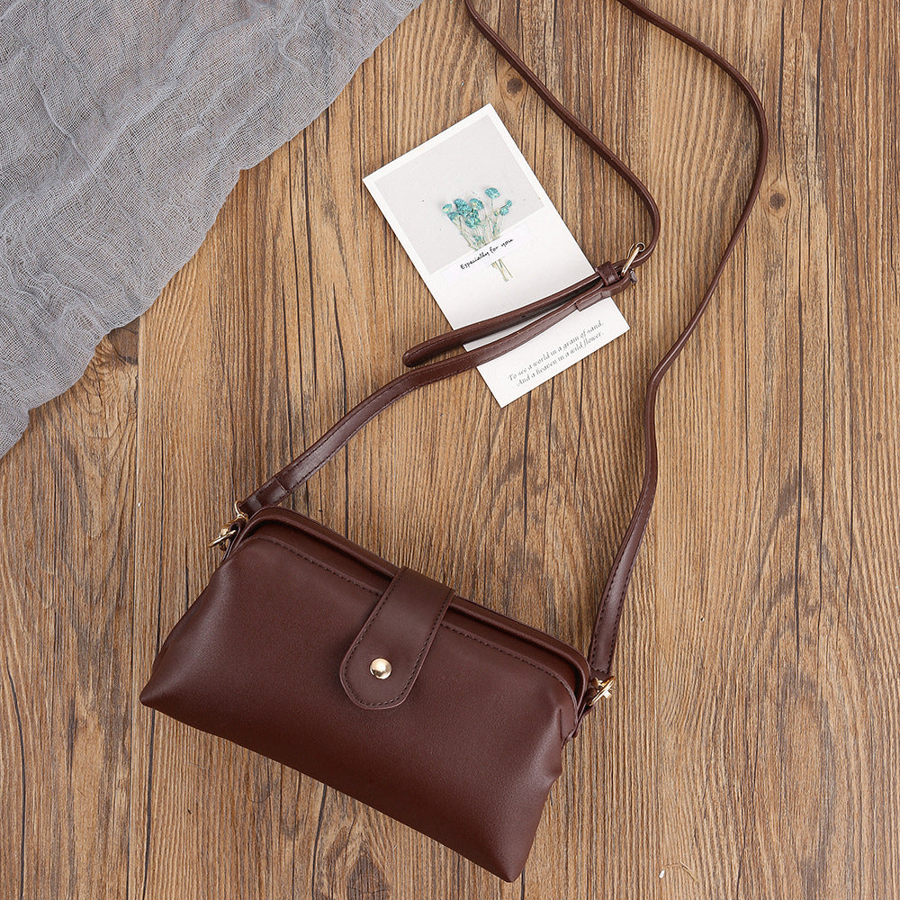 Coffee Chic Vintage Inspired PU Leather Crossbody Bag - Small Frame Doctor Style Purse with Adjustable Strap V888-ELOSUNG32332