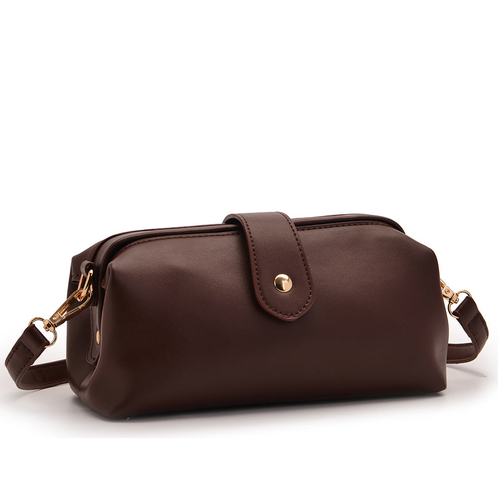 Coffee Chic Vintage Inspired PU Leather Crossbody Bag - Small Frame Doctor Style Purse with Adjustable Strap V888-ELOSUNG32332