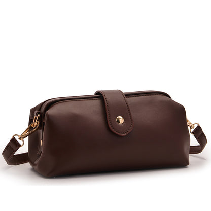Coffee Chic Vintage Inspired PU Leather Crossbody Bag - Small Frame Doctor Style Purse with Adjustable Strap V888-ELOSUNG32332