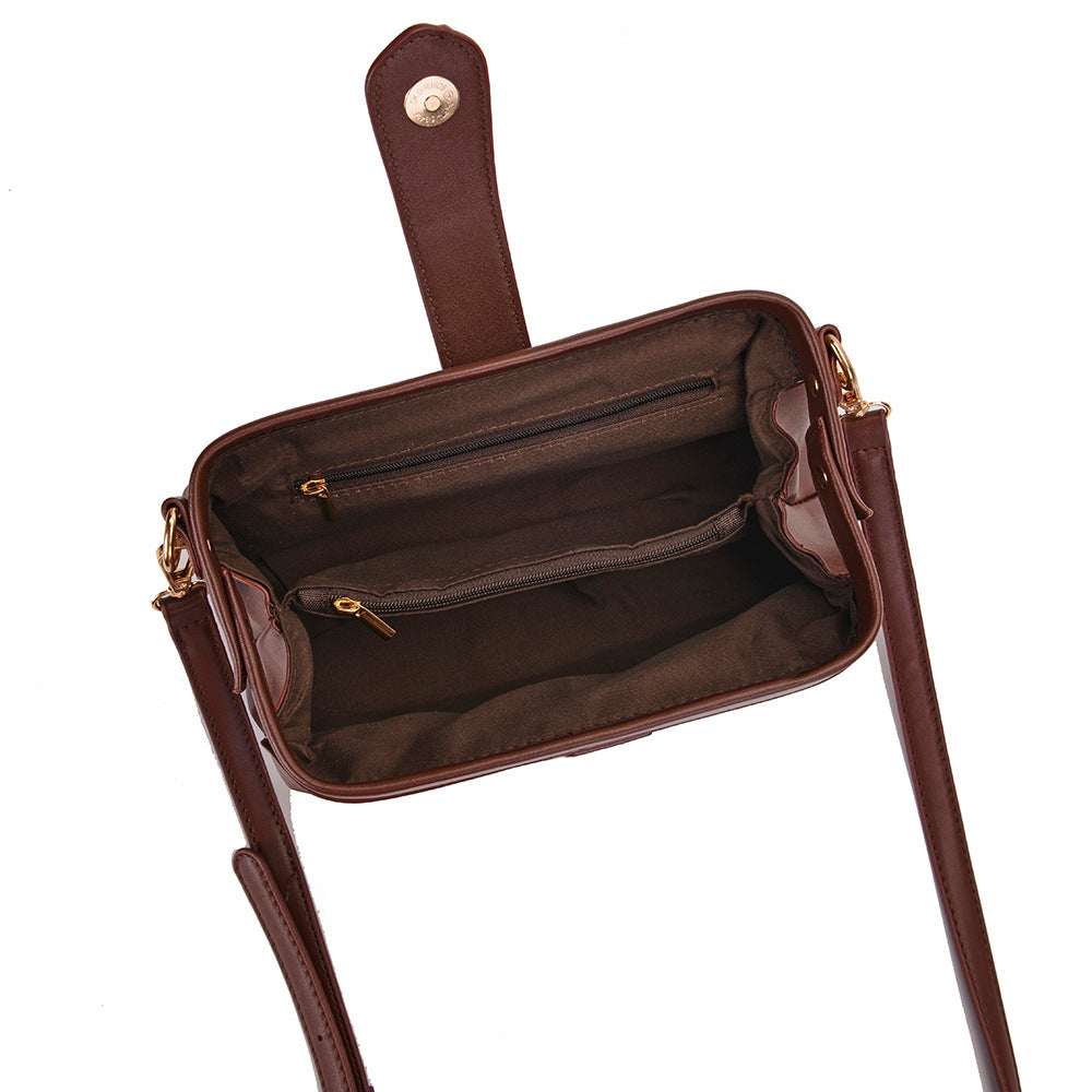 Coffee Chic Vintage Inspired PU Leather Crossbody Bag - Small Frame Doctor Style Purse with Adjustable Strap V888-ELOSUNG32332