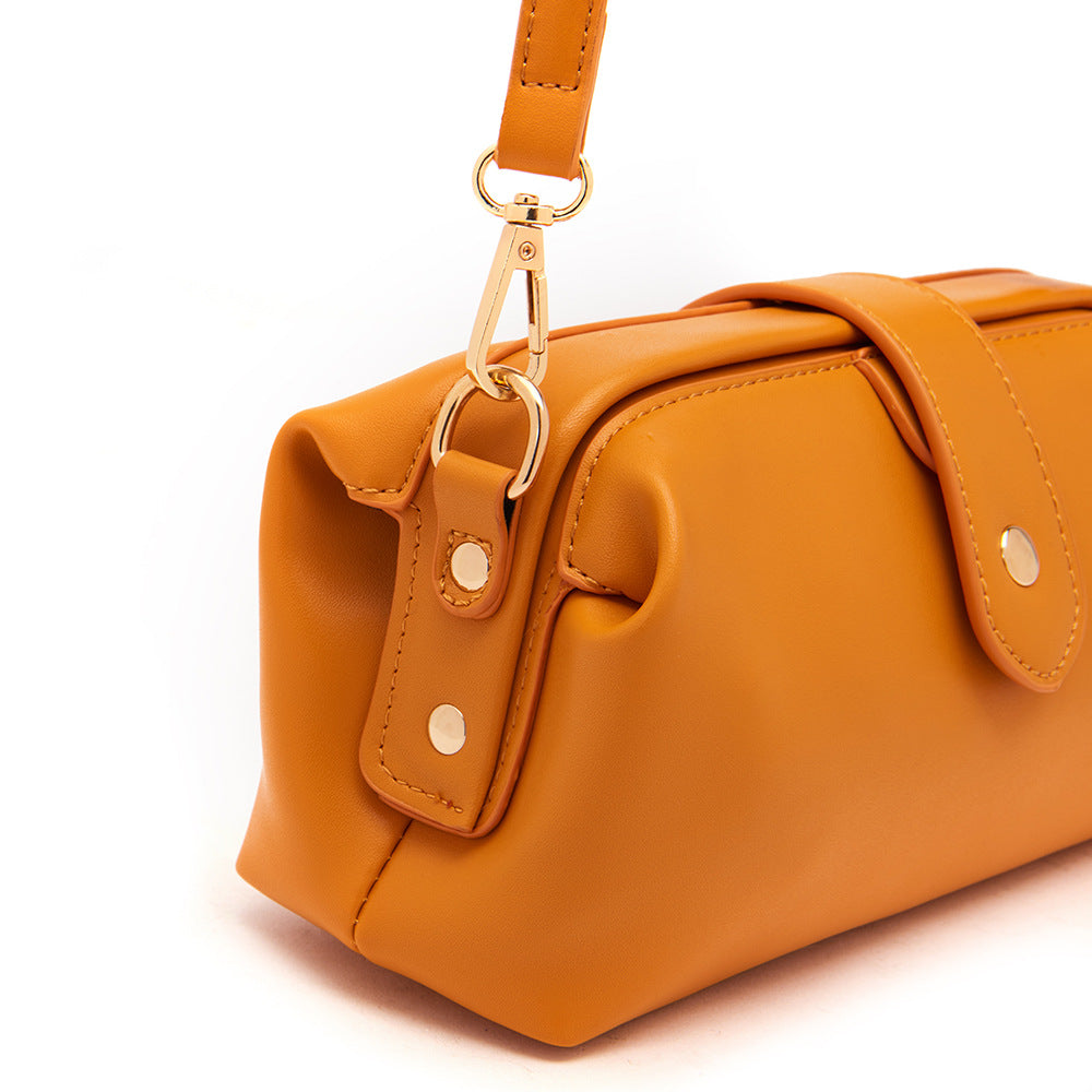 Yellow Chic Vintage Inspired PU Leather Crossbody Bag - Small Frame Doctor Style Purse with Adjustable Strap V888-ELOSUNG32334