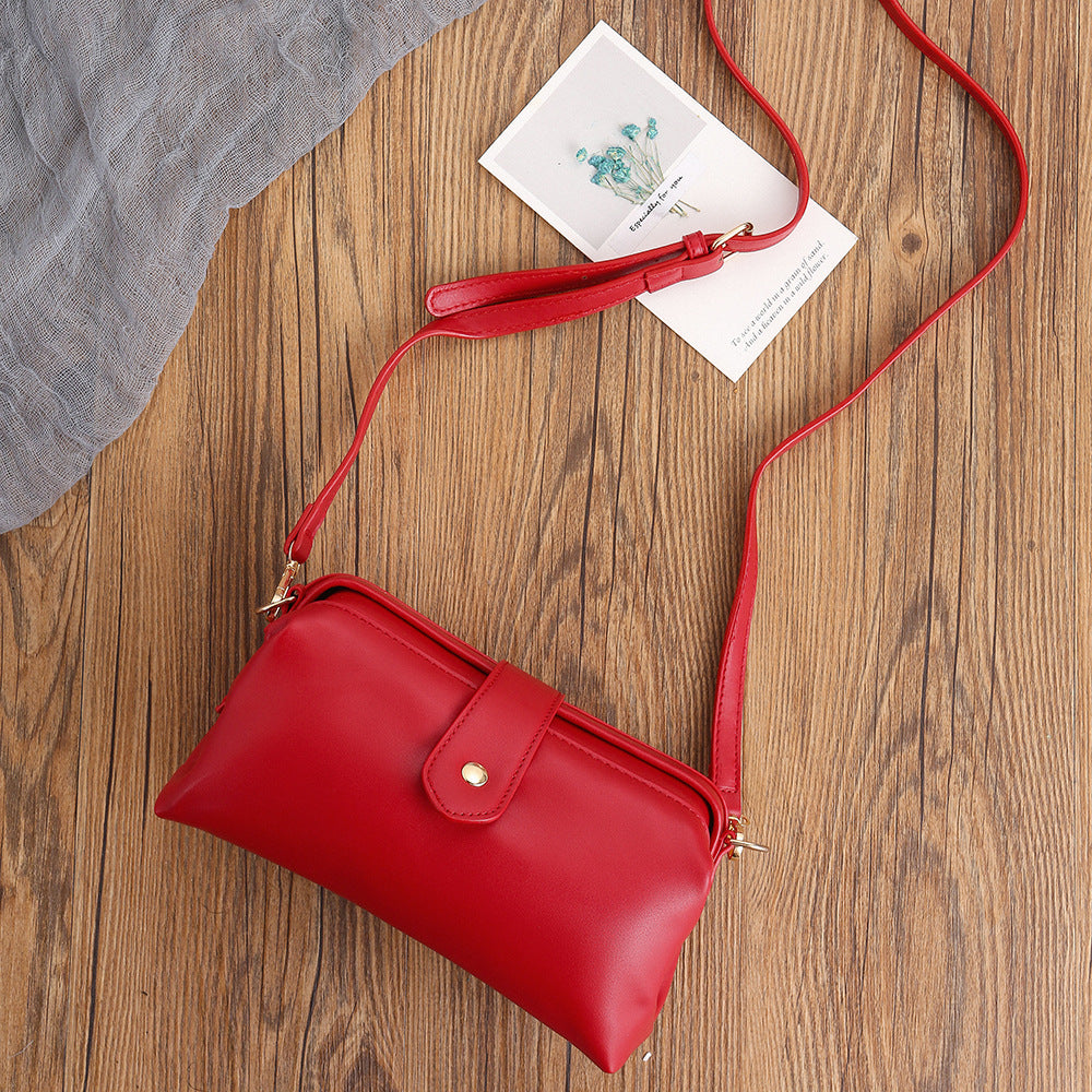 Red Chic Vintage Inspired PU Leather Crossbody Bag - Small Frame Doctor Style Purse with Adjustable Strap V888-ELOSUNG32335
