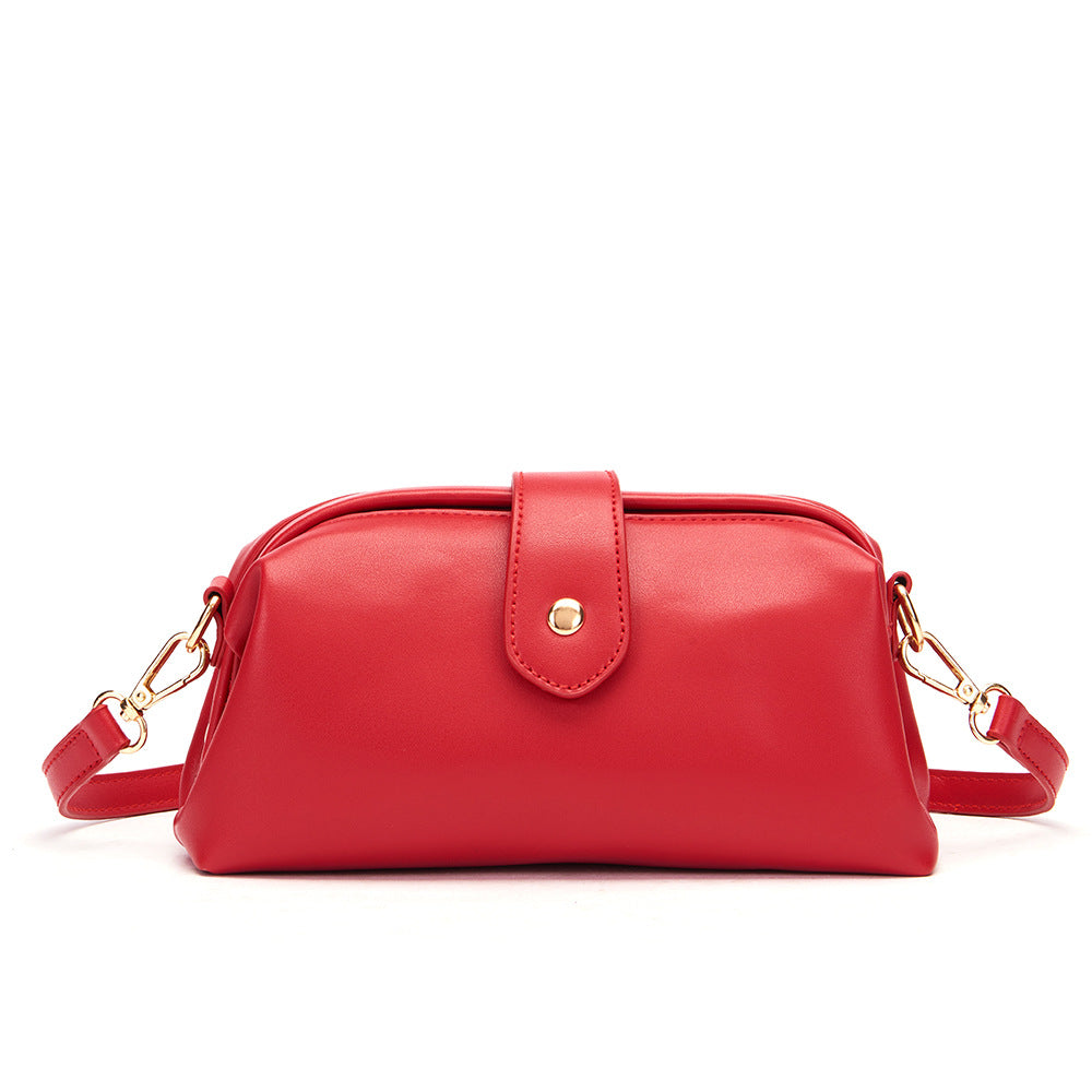 Red Chic Vintage Inspired PU Leather Crossbody Bag - Small Frame Doctor Style Purse with Adjustable Strap V888-ELOSUNG32335