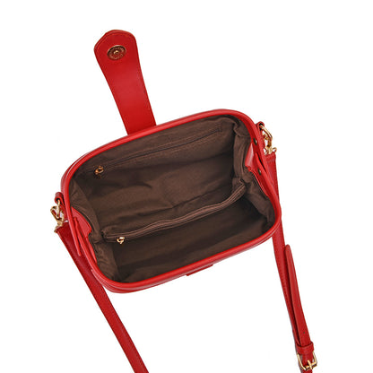 Red Chic Vintage Inspired PU Leather Crossbody Bag - Small Frame Doctor Style Purse with Adjustable Strap V888-ELOSUNG32335