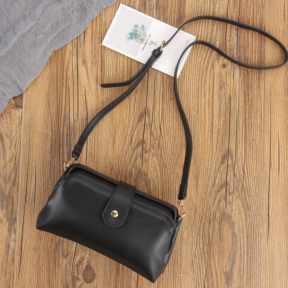 Black Chic Vintage Inspired PU Leather Crossbody Bag - Small Frame Doctor Style Purse with Adjustable Strap V888-ELOSUNG32336