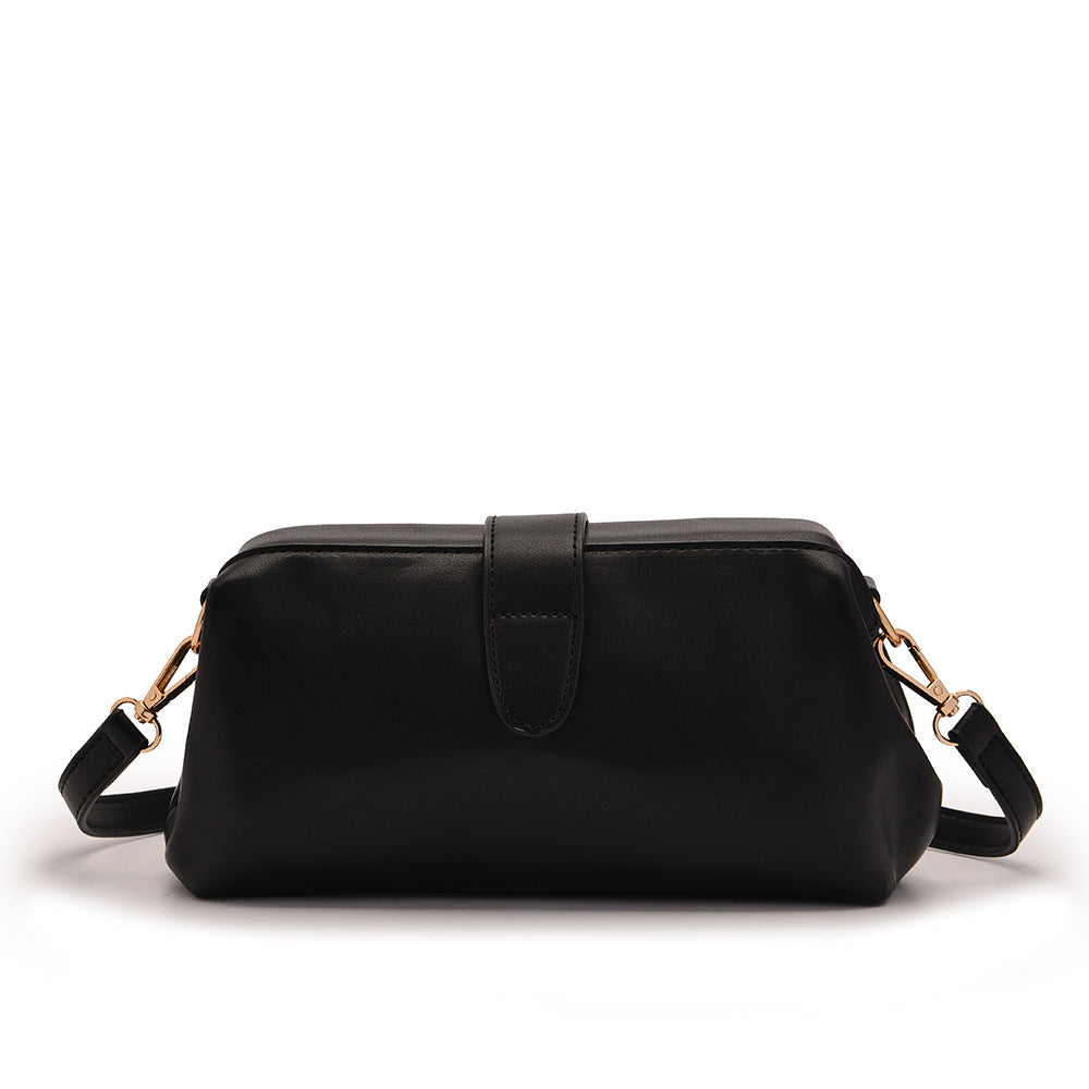 Black Chic Vintage Inspired PU Leather Crossbody Bag - Small Frame Doctor Style Purse with Adjustable Strap V888-ELOSUNG32336