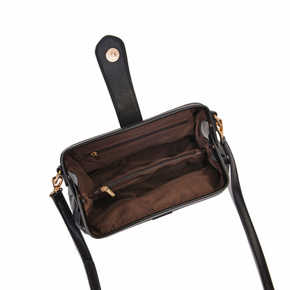 Black Chic Vintage Inspired PU Leather Crossbody Bag - Small Frame Doctor Style Purse with Adjustable Strap V888-ELOSUNG32336